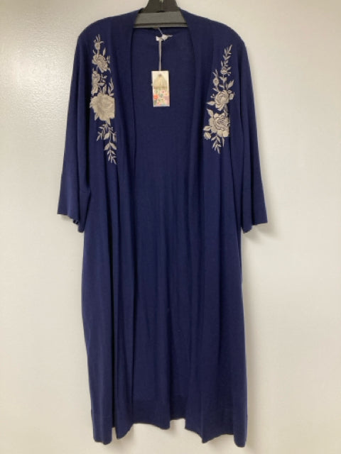 Women's Size XS Johnny Was Navy/White Cardigan/Duster